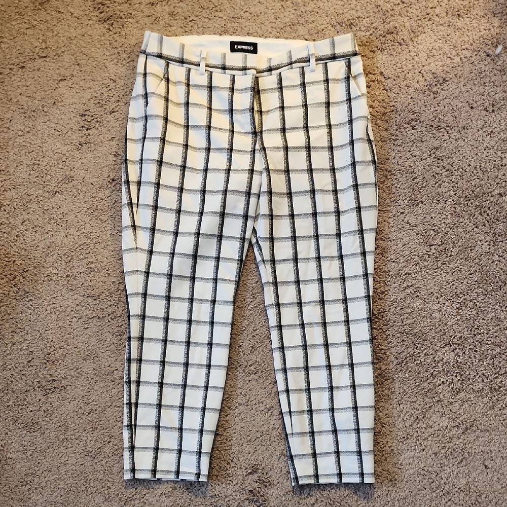 Express White and Black Checkered Chinos